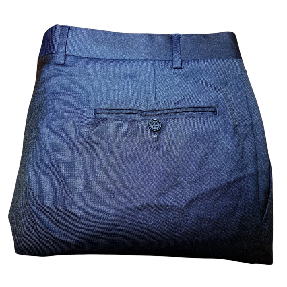 Canali Mens Tessuto 100% Wool Flat Front Trousers Pants Navy Blue 38x33